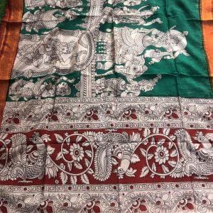 Kalamkari Nizam Border Silk Chunnies Order Online 13