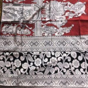 Kalamkari Nizam Border Silk Chunnies Order Online 19
