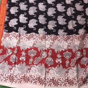 Kalamkari Nizam Border Silk Dupatta (Chunni) - Buy Now