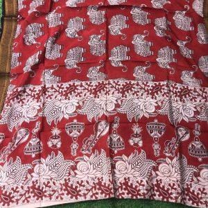 Kalamkari Nizam Border Silk Chunnies Order Online 9